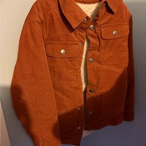Place Men's Corduroy Sherpa Jacket in Rust Orange
